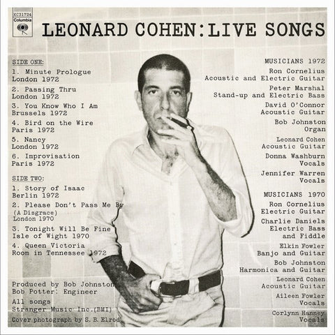 LEONARD COHEN : LIVE SONGS [Columbia]
