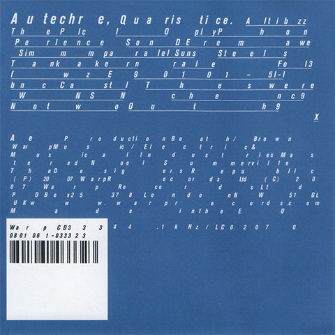 AUTECHRE : QUARISTICE  [ Warp ]